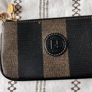 Fendi Black and Brown Striped Accessory